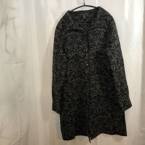 Tahari Cardigan Sweater Duster Jacket Women Large Black/Gray NWT